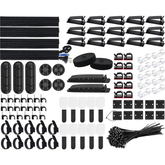 Cable Management Kit,4Cable Sleeves,37Cable Clips,7Cable Holders,10Zip Tie Mount - Picture 1 of 6